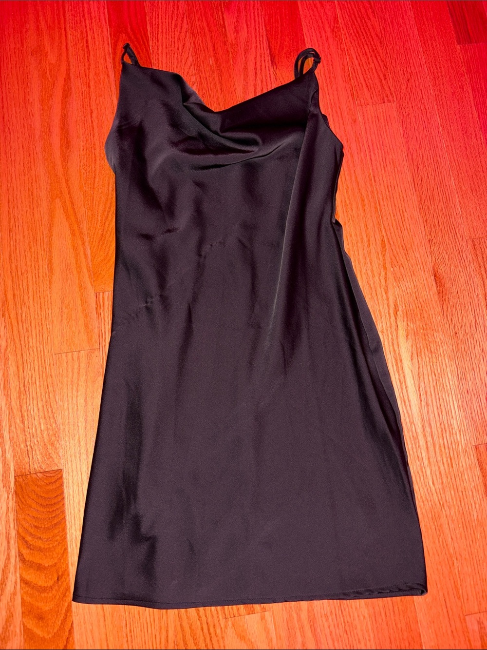 Urban Outfitters Black Satin Cowl Slip Mini Dress